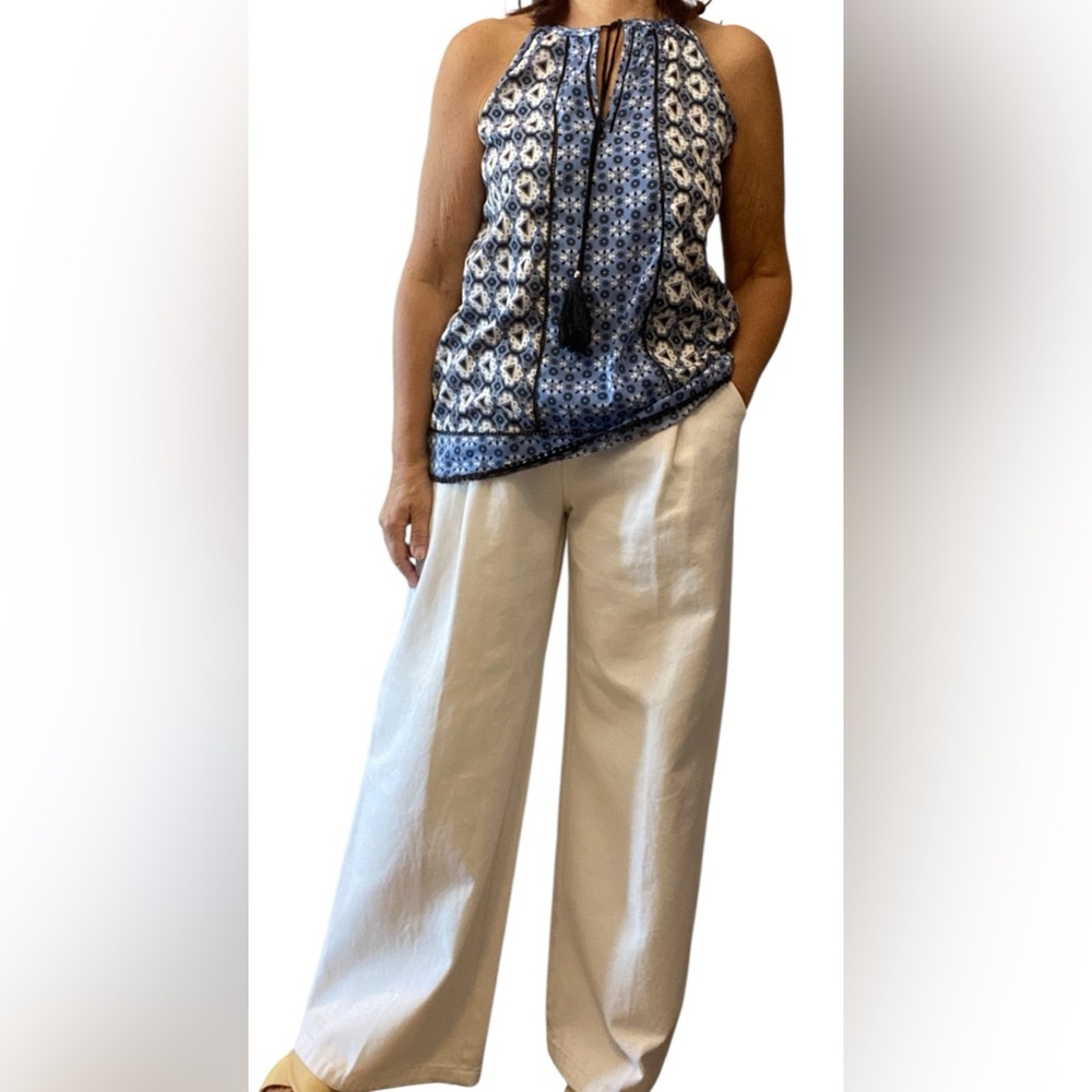 Classic sleeveless summer top with tassels versatile colour combo Size M EUC